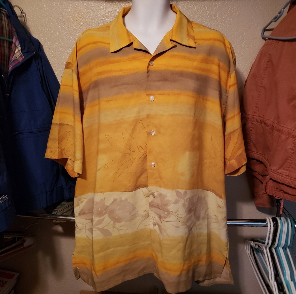 Sergio Danieli Camp Fashion Shirt Men's XXL Vintage Polyester Yellow Hawaiian